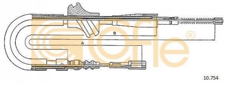 10754 COFLE Трос ручних гальм правий (барабанний)