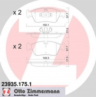 23935.175.1 ZIMMERMANN Колодки гальмівні дискові