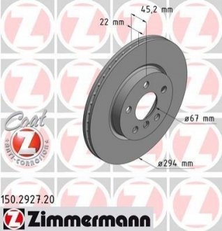 150.2927.20 ZIMMERMANN Диск гальмівний