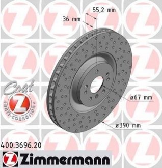 400.3696.20 ZIMMERMANN Диск гальмівний