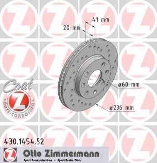 430.1454.52 ZIMMERMANN Диск гальмівний