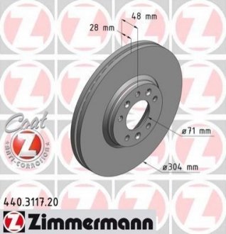 440.3117.20 ZIMMERMANN Диск гальмівний