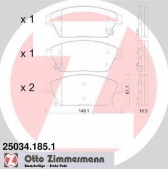 25034.185.1 ZIMMERMANN Комплект гальмівних колодок