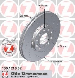 100.1216.52 ZIMMERMANN Диск гальмівний