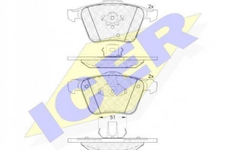 181655 ICER Комплект гальмівних колодок (дискових)