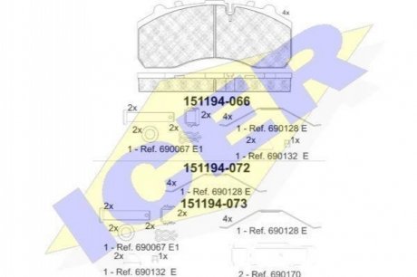 151194-066 ICER Комплект гальмівних колодок (дискових)