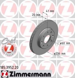 185.3952.20 ZIMMERMANN Диск гальмівний