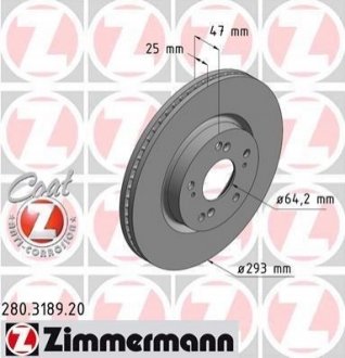 280.3189.20 ZIMMERMANN Диск гальмівний