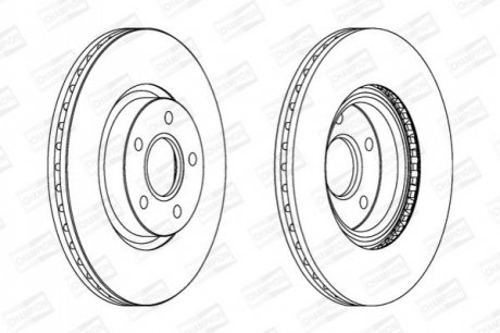 562363CH CHAMPION Диск тормозной передний (кратно 2шт.) Ford C-Max, C-Max II (07-19) Focus II (04-