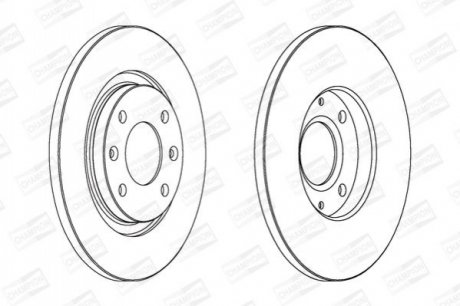 562044CH CHAMPION Диск гальмівний передній (кратно 2) Citroen Berlingo (96-11)/Peugeot 301 (12-), Partner (96-15) (562044CH) CHAMPION