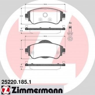 25220.185.1 ZIMMERMANN Комплект гальмівних колодок