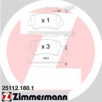 25112.180.1 ZIMMERMANN Комплект гальмівних колодок