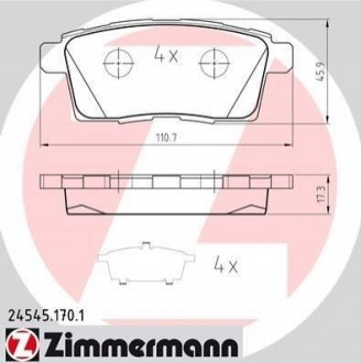 24545.170.1 ZIMMERMANN Комплект гальмівних колодок