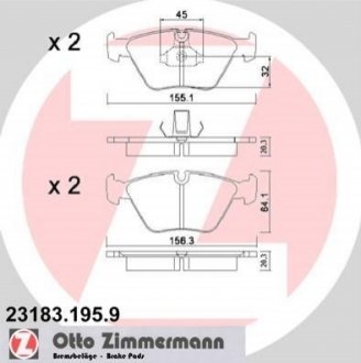 23183.195.9 ZIMMERMANN Комплект гальмівних колодок