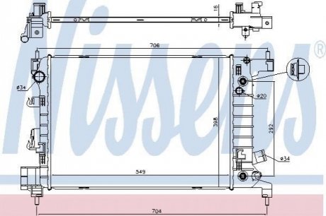 61696 NISSENS Радіатор CHEVROLET AVEO (T300) (11-) 1.4 i