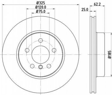 8DD355112-231 HELLA Гальмівний диск перед. BMW X3 (E83) 03-11 (325x25)