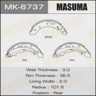 MK6737 MASUMA Колодка тормозная барабанная (MK6737) MASUMA