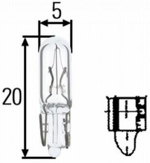 8GP002095241 HELLA Лампа розжарювання, W1,2W 24V 1,2W W 2 x 4,6d