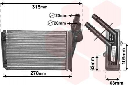 43006228 Van Wezel Радиатор обігрівача clio2 all mt/at +/-ac 98-