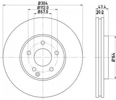 8DD355128641 HELLA Диск гальмівний PRO High Carbon; передн.