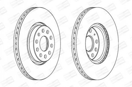 562387CH CHAMPION Диск тормозной передний (кратно 2шт.) VW CADDY III MPV (2KB, 2KJ, 2CB, 2CJ) 04-1