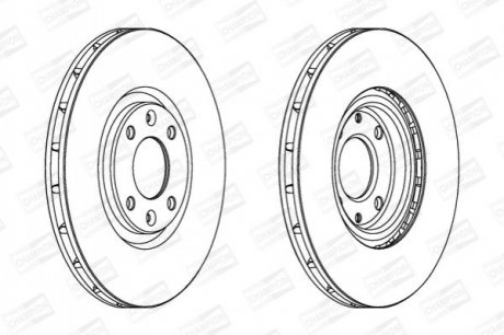 562641CH CHAMPION Диск тормозной передний (кратно 2шт.) CITROEN C4 I (06-), DS5 (11-15)/PEUGEOT 20