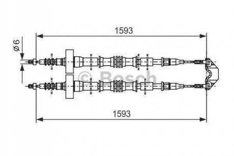 1 987 477 527 BOSCH Гальмівний трос (дискові) 1593mm OPEL Astra G \'\'R