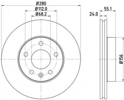 8DD355105591 HELLA Диск гальмівний з покриттям PRO; передн.