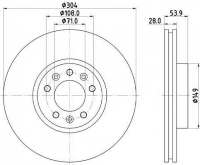 8DD355125411 HELLA Диск гальмівний з покриттям PRO; передн.