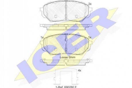 182044 ICER Комплект гальмівних колодок (дискових)