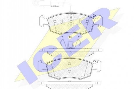 182033 ICER Комплект гальмівних колодок (дискових)