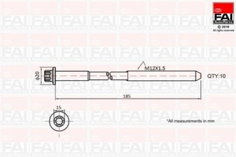 B2129 FAI FAI HYUNDAI К-т болтов ГБЦ i30,Santa Fe I,II,Tucson,Kia Carens II,III,Ceed,Magentis,Sportage,Opel Antara,Chevrolet Captiva,Cruze 2.0CRDi 04-