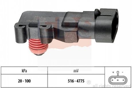 EPS OPEL Датчик давления в впускном коллекторе Astra G/H 01-,Combo,Vectra C, Daewoo Leganza 97-,Renault Kangoo 1.993.011