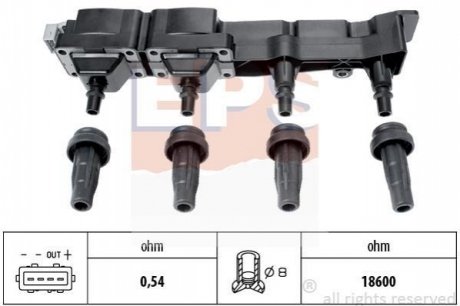 1.970.407 EPS EPS CITROEN Катушка зажигания Peugeot 1007/206/207/307 1,6 16V 00-,Berlingo,C2/C3/C4 1,6 16V 00-