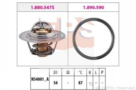 1.880.547 EPS EPS VW Термостат с прокладкой (Made in Italy!) t-87C Audi A3, A4, A6, 03-,Golf IV,Jetta,Passat