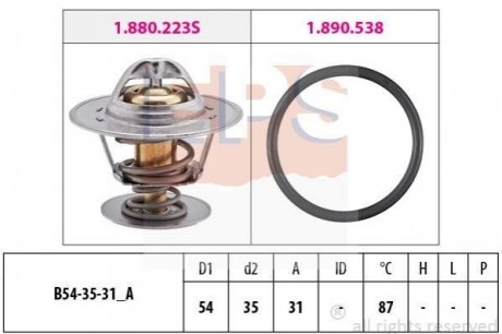 1.880.434 EPS EPS VW Термостат (Made in Italy!) 87°C 1,4-1,8 AUDI 80, A6 2,0 -97, SEAT FORD PEUGEOT J5 90