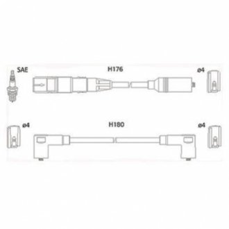 134766 HITACHI HITACHI VW К-кт высоковольтных проводов (650мм, 550мм, 400мм, 300мм) Golf III,IV 1.6 94-