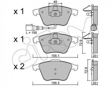 822-549-4 CIFAM Гальмівні колодки перед. Caddy III/Golf V/Passat B6/Octavia A5