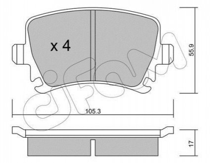 822-553-0 CIFAM Гальмівні колодки задні Caddy III/Golf V/Audi A4 03-