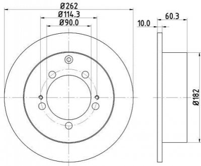 8DD 355 118-661 HELLA HELLA MITSUBISHI Тормозной диск задн.Airtrek,Lancer VII,Outlander 03- (262*10)