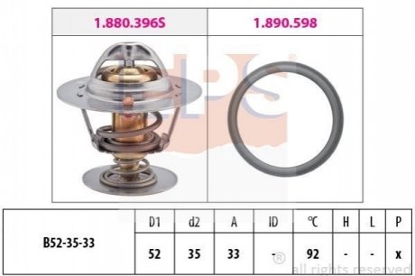 1.880.396 EPS EPS FORD Термостат (Made in Italy!) 92 C Escort 1.6, 1.8 -95, Focus -04