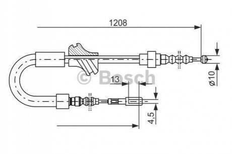 1987477058 BOSCH BOSCH AUDI Трос ручн. торм. (задн.прав.)AUDI 80/90 87-91(диск.мех-м)