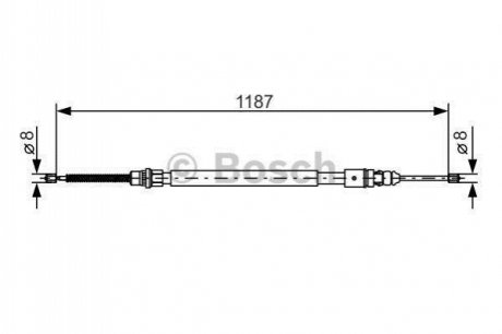 1987477472 BOSCH BOSCH RENAULT Трос ручного тормоза задн. лев./прав. (бараб.) Laguna