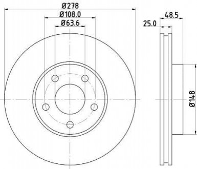 8DD 355 112-171 HELLA HELLA FORD Диск тормозной передн. Focus, Focus C-Max 03- 1.6/1.8 03-