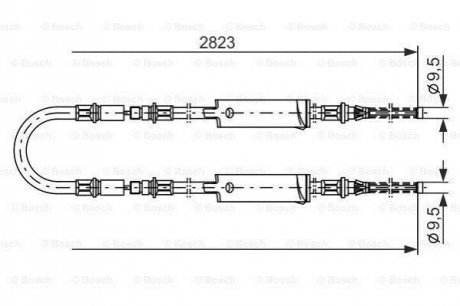 1987477369 BOSCH BOSCH FORD Трос ручного тормоза задн. Transit 91- (single wheels)