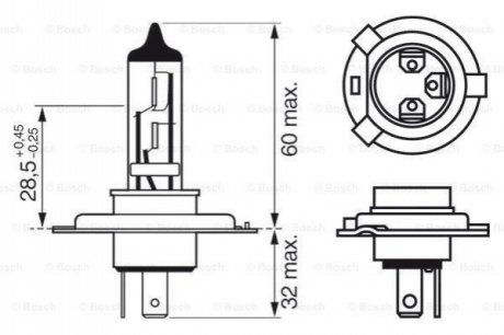 1987302442 BOSCH BOSCH H4 24V75/70w Автолампа HEAVY DUTY (увеличенный срок экспл.)