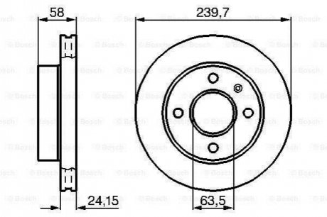 0986478148 BOSCH BOSCH Диск торм.пер.вентил.FORD Orion,Escort,Fiesta (239,7*24,1)