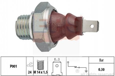 1.800.023 EPS EPS OPEL Датчик давл.масла 0,3bar Ascona C,Kadett E,Omega A 3.0