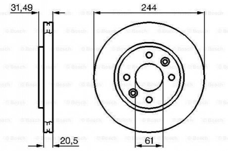 0986478278 BOSCH BOSCH Тормозной диск перед. (вентил.) RENAULT 21 2,1D/TD 86-95