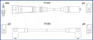 134705 HITACHI HITACHI VW К-кт высоковольтных проводов Golf,Passat,Caddy,Seat